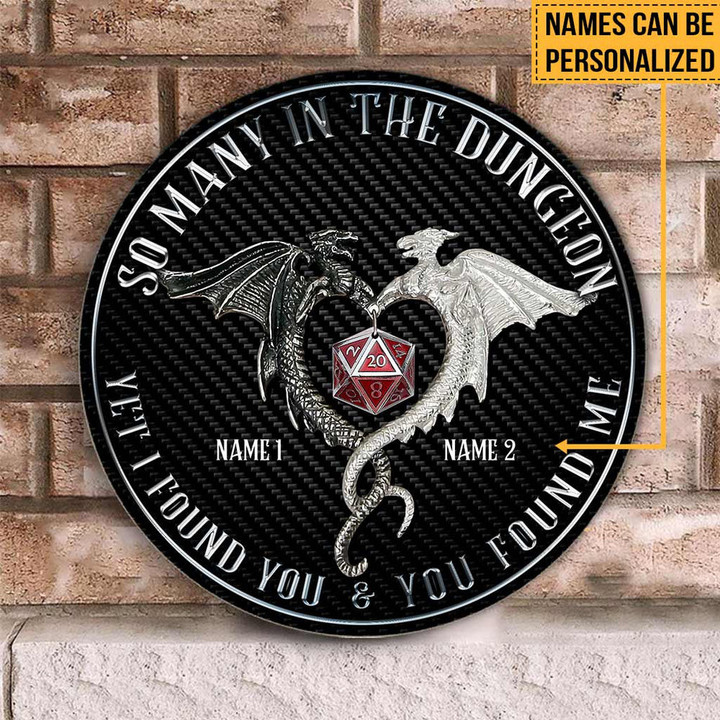 Custom Name Black White Dragon So Many In The Dungeon Round Wooden Sign