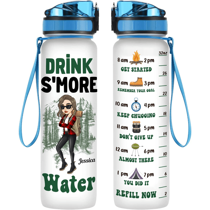 Drink S'More Water Camping Lover Custom Name The Water Tracker Bottle