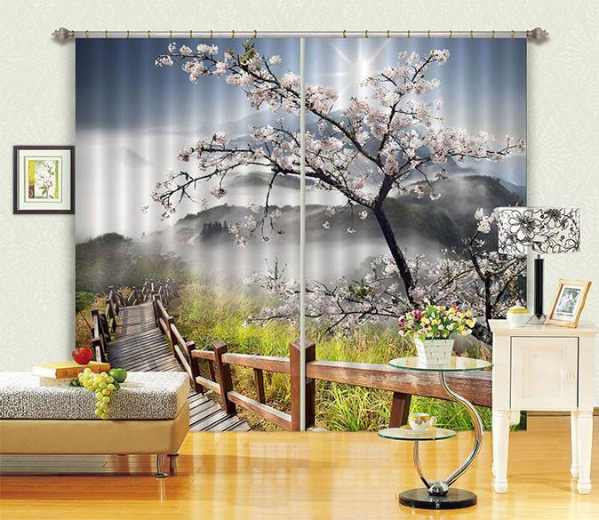 3D Mountain Scenery Window Curtains Home Decor