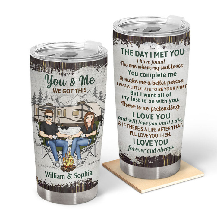 Camping Couple The Day I Met You Couple Gift Personalized Custom Tumbler