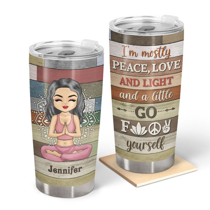 Yoga Chibi Girl Peace Love And Light Personalized Custom Tumbler