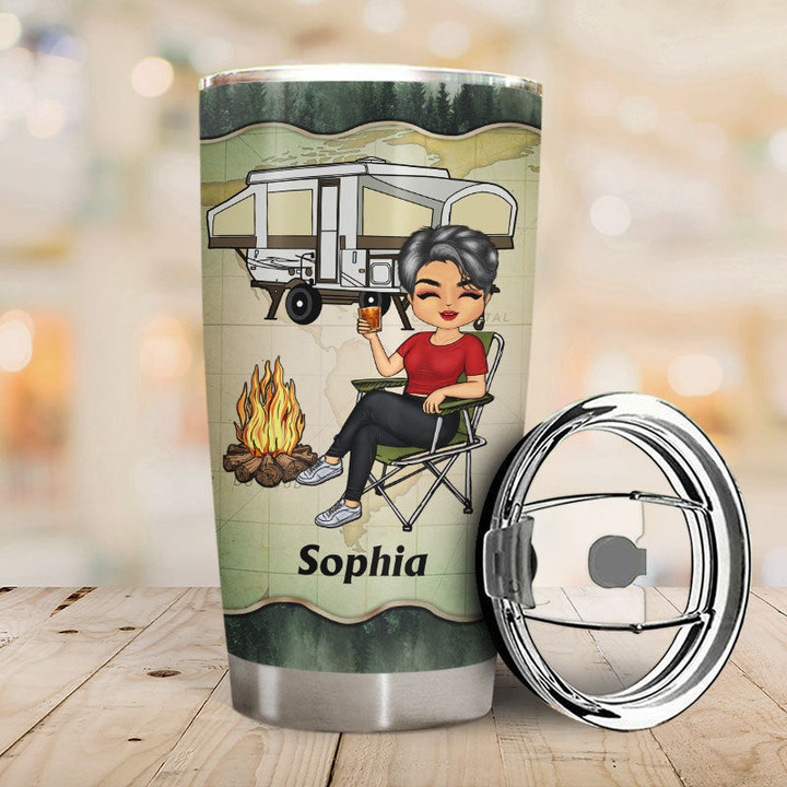A Girl Who Loves Camping Camping Gift Personalized Custom Tumbler