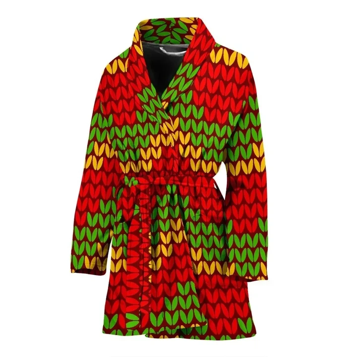 Knitted Reggae In Bright Color Satin Bathrobe Fleece Bathrobe