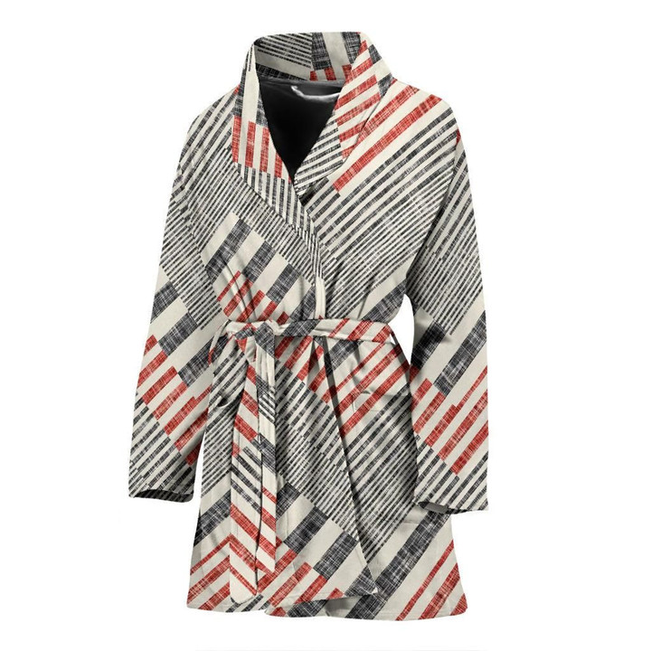 Zigzag Chevron Striped Pattern Satin Bathrobe Fleece Bathrobe