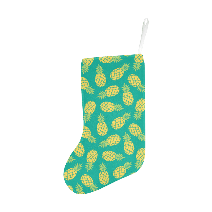 Pineapples pattern green background Christmas Stocking Hanging Ornament