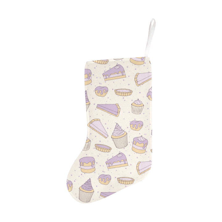 Cakes pies tarts muffins and eclairs purple bluebe Christmas Stocking Hanging Ornament