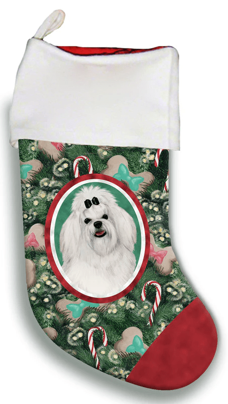 Maltese Bow- Best of Breed Christmas Stocking Hanging Ornament