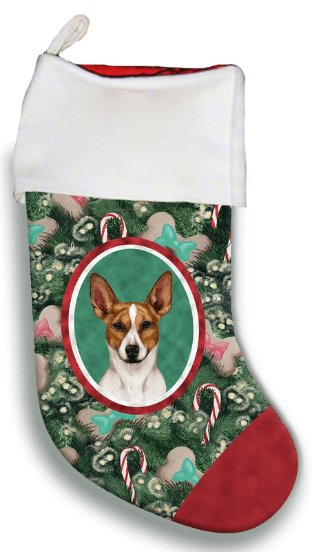 Rat Terrier Brown/White- Best of Breed Christmas Stocking Hanging Ornament