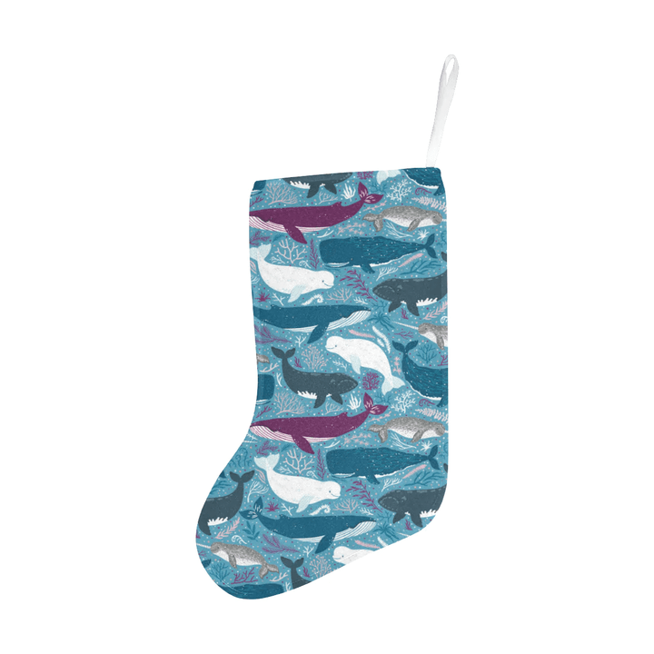 Whale design pattern Christmas Stocking Hanging Ornament