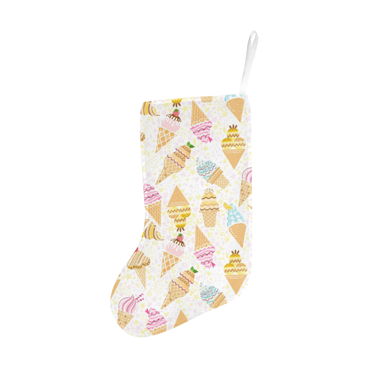 Ice Cream Cone Pattern Background Christmas Stocking Hanging Ornament