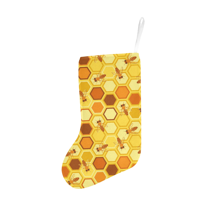 Bee and Honeycomb Pattern Christmas Stocking Hanging Ornament