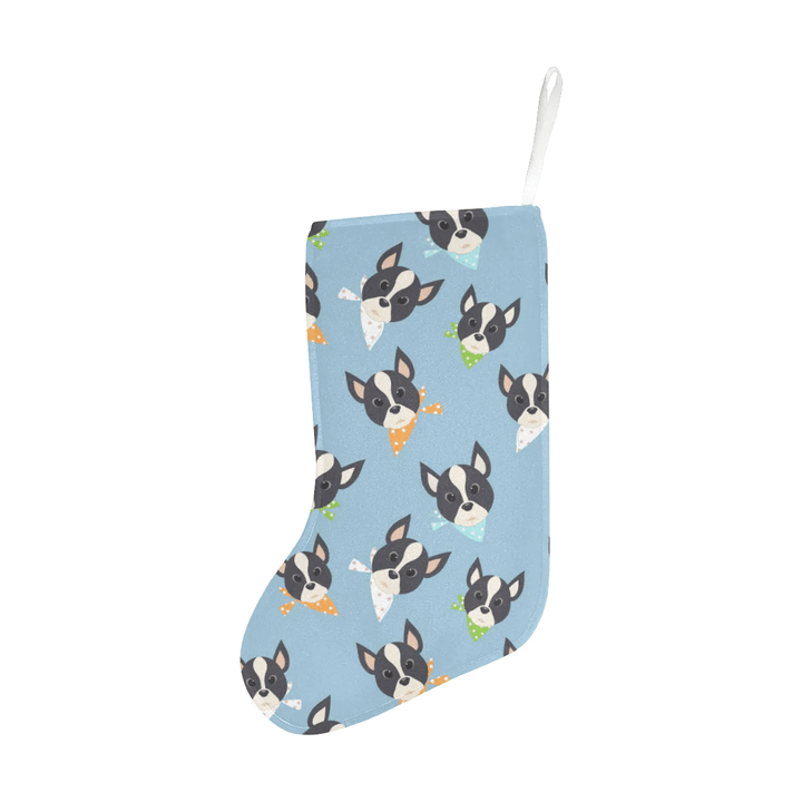 Cute Boston Terrier Pattern Christmas Stocking Hanging Ornament