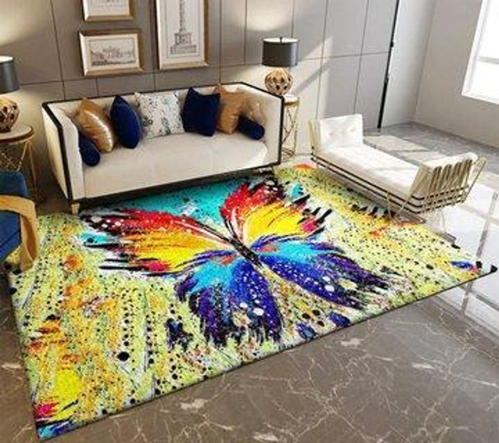 Colorful Butterfly Rug Room Carpet Sport Custom Area Floor Home Decor