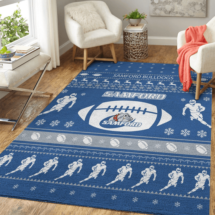 Samford Bulldogs Ncaa Football Christmas Rug Room Carpet Sport Custom Area Floor Home Decor