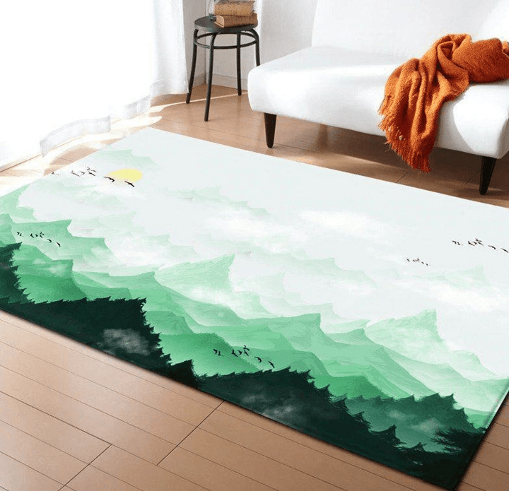 Mountain Landscape Area Rug Room Carpet Custom Area Floor Home Decor