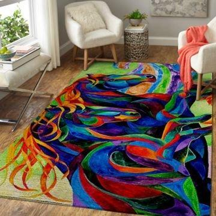 Colorful Horse Rug Room Carpet Sport Custom Area Floor Home Decor