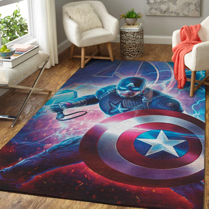 Captain America Marvel Superhero Movie Rug Room Carpet Sport Custom Area Floor Home Decor