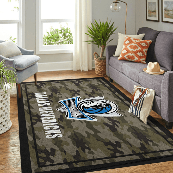 Camo Camouflage Dallas Mavericks Nba Rug Room Carpet Sport Custom Area Floor Home Decor