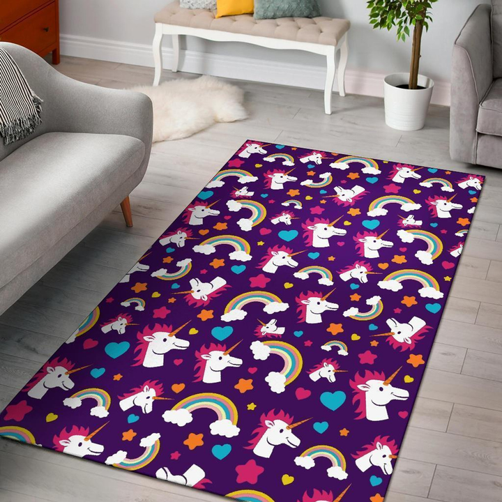 Unicorn Purple Area Rug Room Carpet Custom Area Floor Home Decor Rug