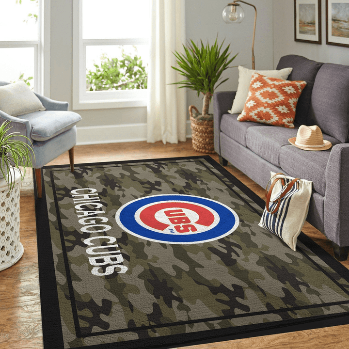 Camo Camouflage Chicago Cubs Mlb Rug Room Carpet Sport Custom Area Floor Home Decor