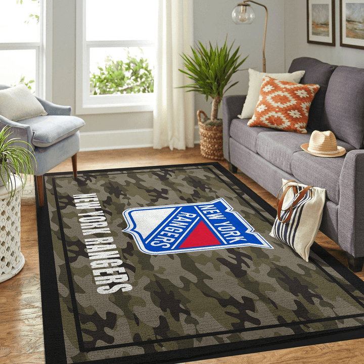 Camo Camouflage New York Rangers Nhl Rug Room Carpet Sport Custom Area Floor Home Decor
