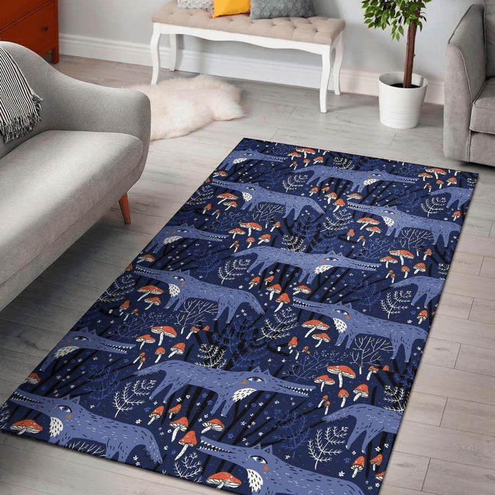 Wolf Cartoon Area Rug Room Carpet Custom Area Floor Home Decor Rug