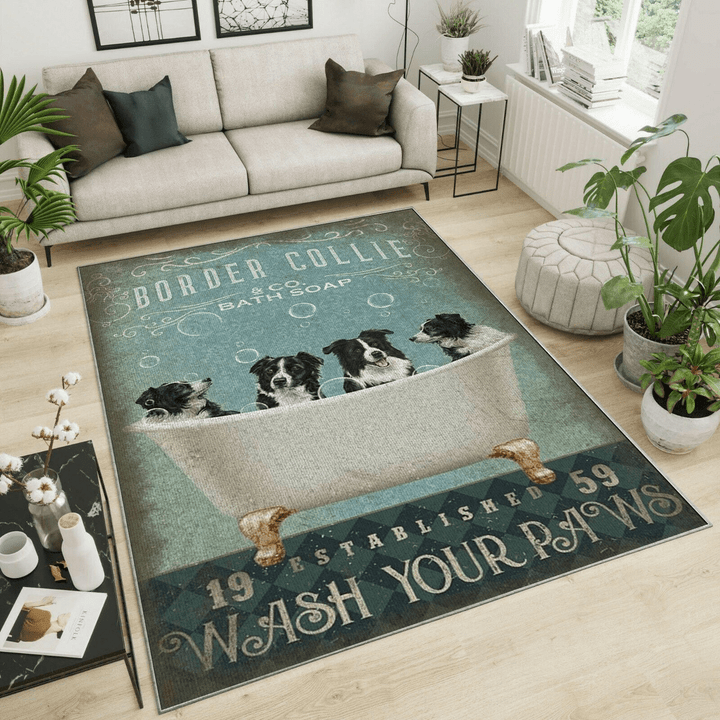 Border Collie Area Rug Room Carpet Custom Area Floor Home Decor