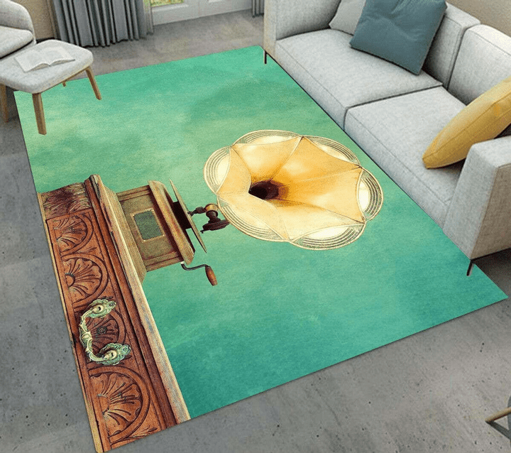 Retro Phonograph Area Rug Room Carpet Custom Area Floor Home Decor