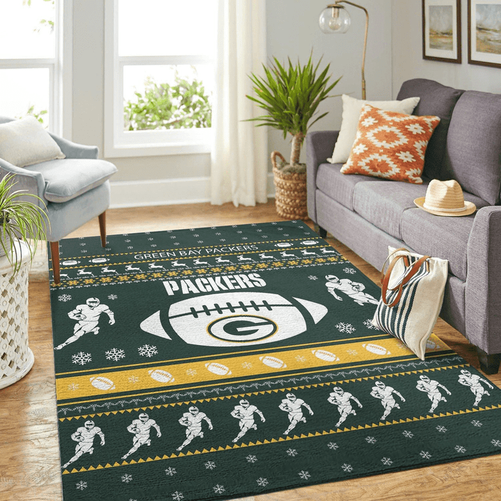 Green Bay Packers Football Christmas Nfl Rug Room Carpet Sport Custom Area Floor Home Decor