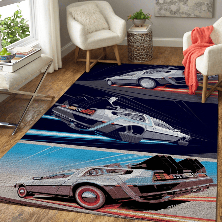 Back To The Future Delorean Car Movie Rug Room Carpet Sport Custom Area Floor Home Decor