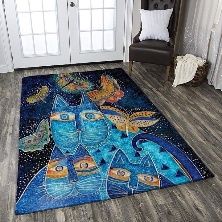 Cat Butterfly Area Rug Room Carpet Custom Area Floor Home Decor