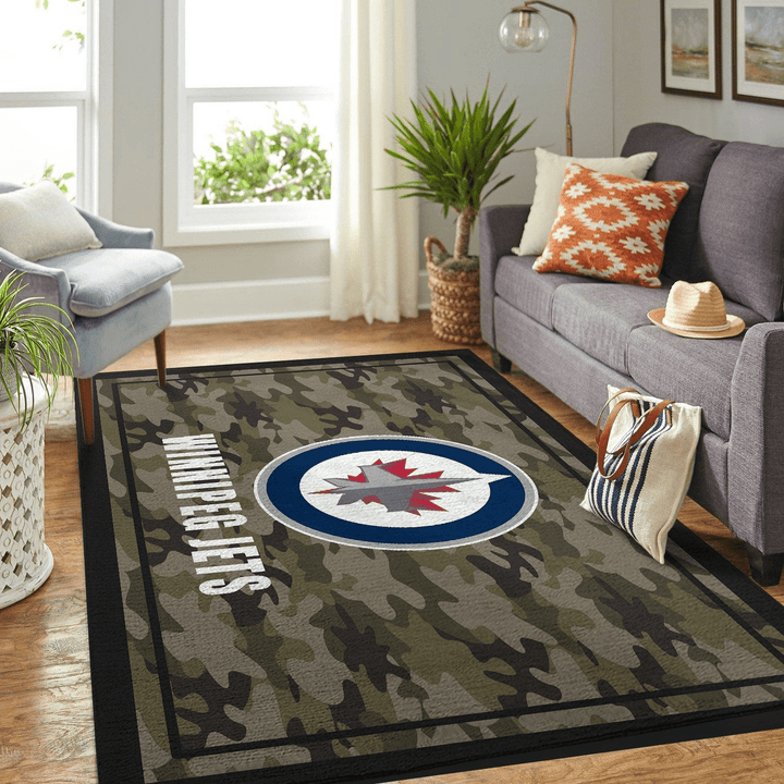 Camo Camouflage Winnipeg Jets Nhl Rug Room Carpet Sport Custom Area Floor Home Decor