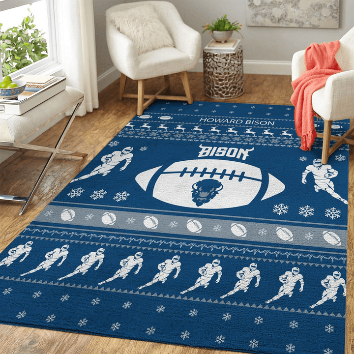 Howard Bison Ncaa Football Ugly Christmas Rug Room Carpet Sport Custom Area Floor Home Decor