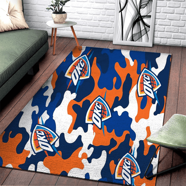 Oklahoma City Thunders Nba Basketball Camouflage Rug Room Carpet Sport Custom Area Floor Home Decor