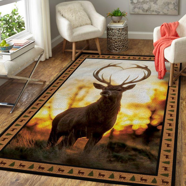 Hunt Deer Area Rug Room Carpet Custom Area Floor Home Decor
