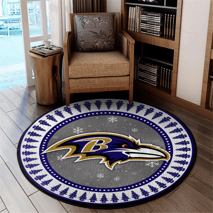 Baltimore Ravens Nfl Football Round Carpet Round Rug Room Sport Custom Area Floor Home Decor Ugly Christmas