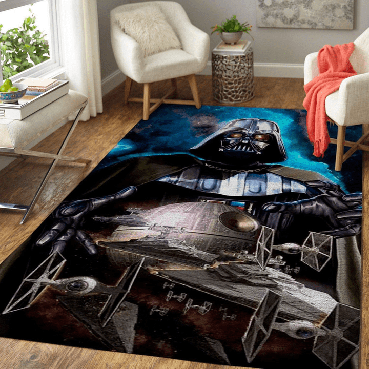 Death Star &amp; Darth Vader Rug Room Carpet Sport Custom Area Floor Home Decor