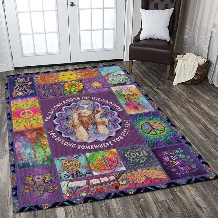 Hippie Be Strong Area Rug Room Carpet Custom Area Floor Home Decor