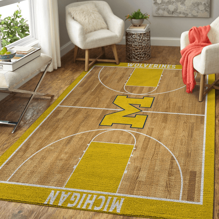 Michigan Wolverines Ncaa Basketball Rug Room Carpet Sport Custom Area Floor Home Decor