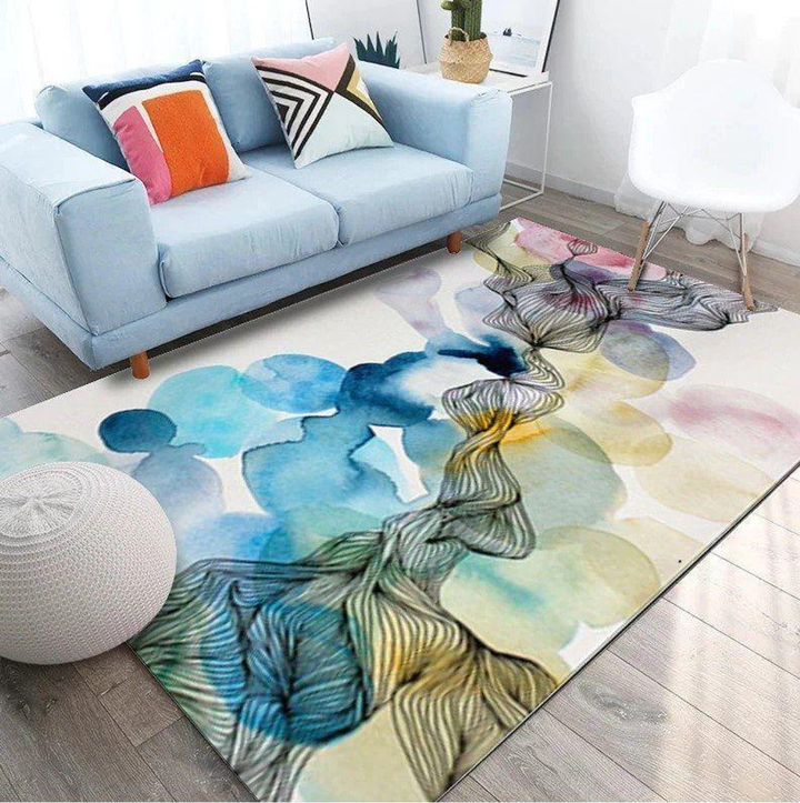 Water Color Area Rug Room Carpet Custom Area Floor Home Decor