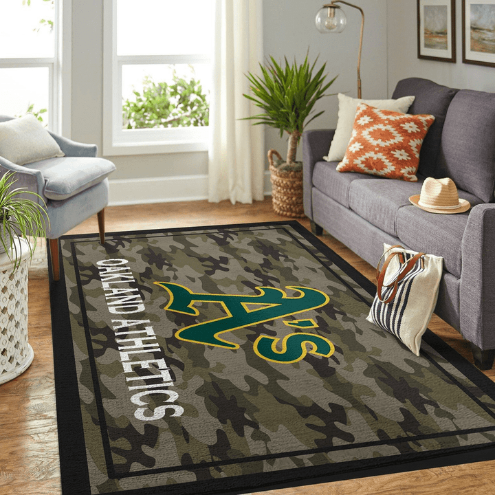 Camo Camouflage Oakland Athletics Mlb Rug Room Carpet Sport Custom Area Floor Home Decor