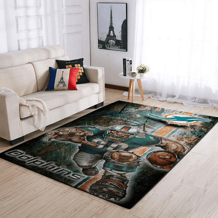 Miami Dolphins Nfl Football Rug Room Carpet Sport Custom Area Floor Home Decor