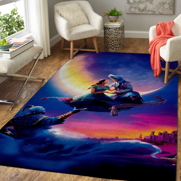 Aladdin Princess Jasmine &amp; Genie Disney Movie Rug Room Carpet Sport Custom Area Floor Home Decor