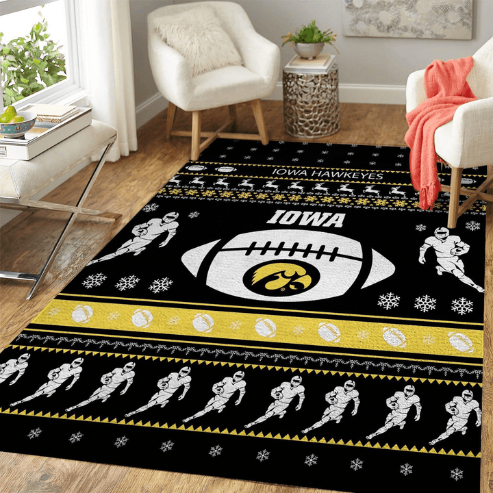 Lowa Hawkeyes Ncaa Football Ugly Christmas Rug Room Carpet Sport Custom Area Floor Home Decor