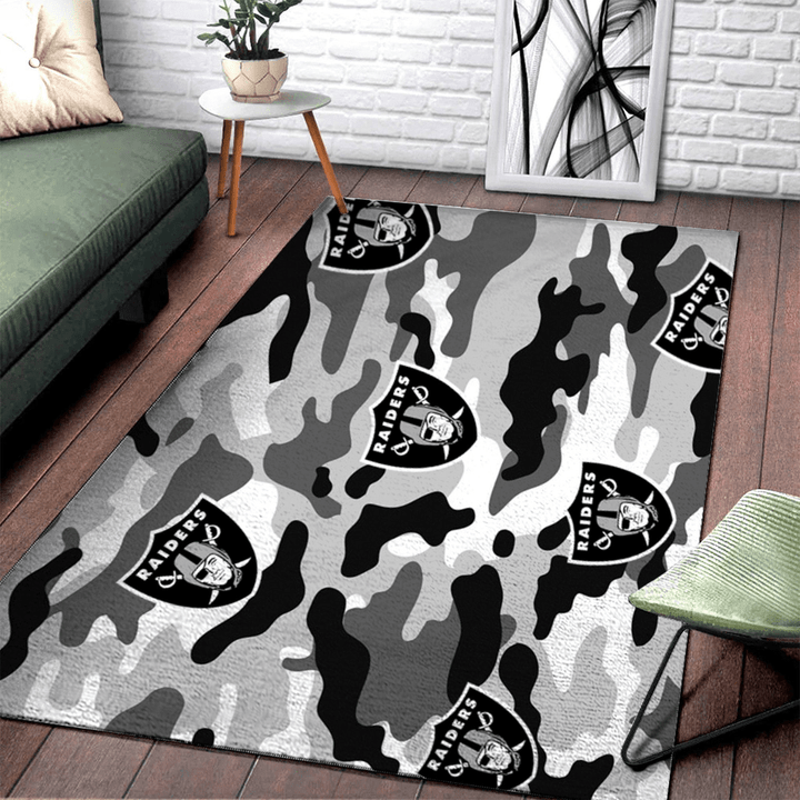 Oakland Raiders Nfl Football Camouflage Rug Room Carpet Sport Custom Area Floor Home Decor