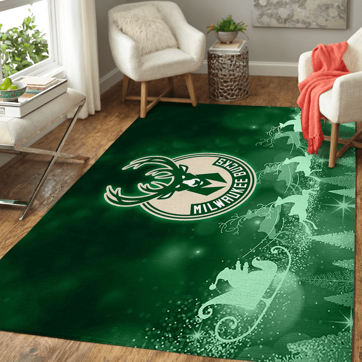 Milwaukee Bucks Nba Basketball Christmas Rug Room Carpet Sport Custom Area Floor Home Decor