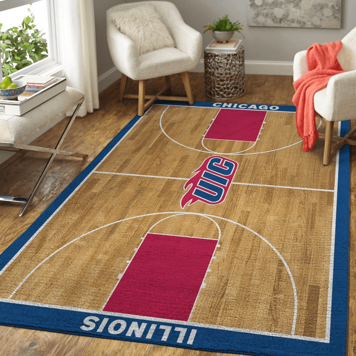 Uic Flames Ncaa Basketball Rug Room Carpet Sport Custom Area Floor Home Decor Rug