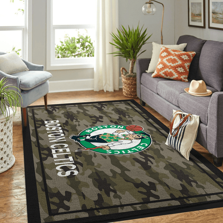 Camo Camouflage Boston Celtics Nba Rug Room Carpet Sport Custom Area Floor Home Decor
