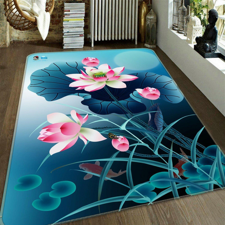 Flower Lotus Rug Room Carpet Sport Custom Area Floor Home Decor