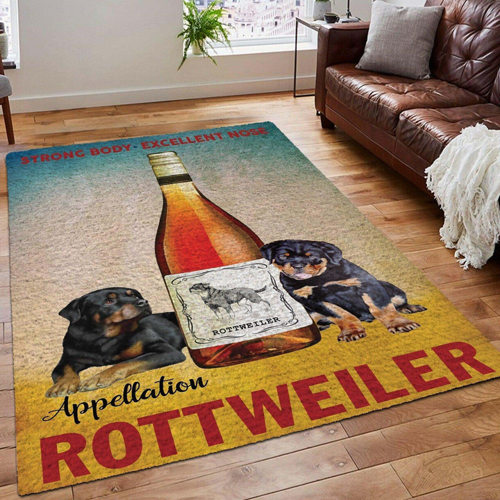 Rottweiler Wine Area Rug Room Carpet Custom Area Floor Home Decor